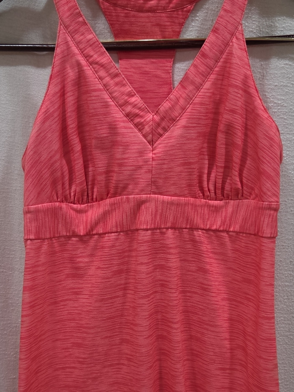 Women’s Heathered Coral Racerback Crossback Dress With Remowable Bra Pads
